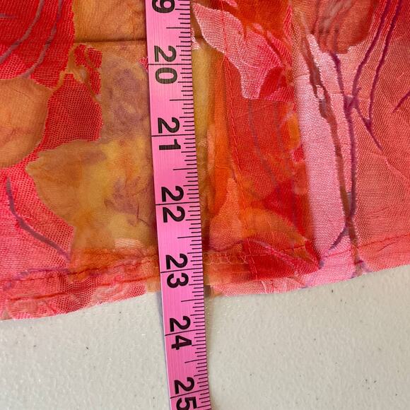 Trisha Tyler Red Floral Sheer Peplum Button Front Top Blouse Women Sz PS - Picture 10 of 10